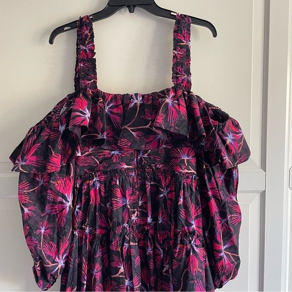 New! Ulla Johnson Caprice Purple Red Floral Print Cotton Midi Dress 22746 - Picture 7 of 15